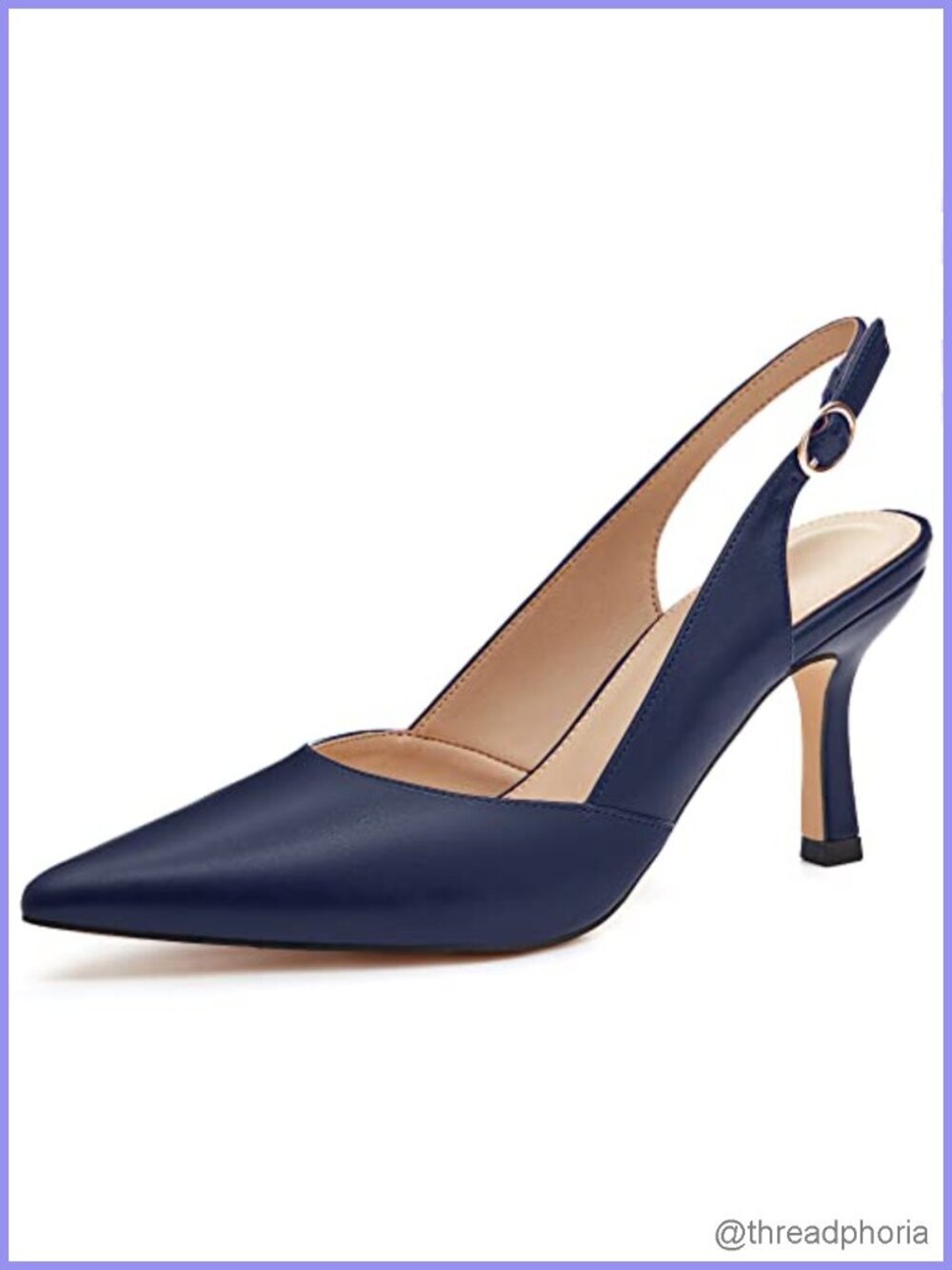 Faux Leather Slingback Kitten Heel Closed Pointed Toe Pumps